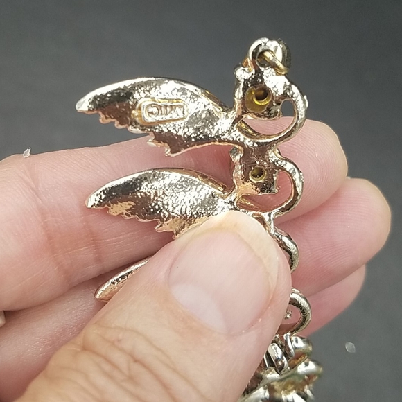 Vintage ART Arthur Pepper Enamel Leaf and Pastel Rhinestone Set - Picture 9 of 9